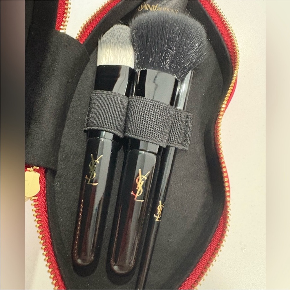 YSL Black Makeup Brush Set with Red Case - Picture 1 of 10